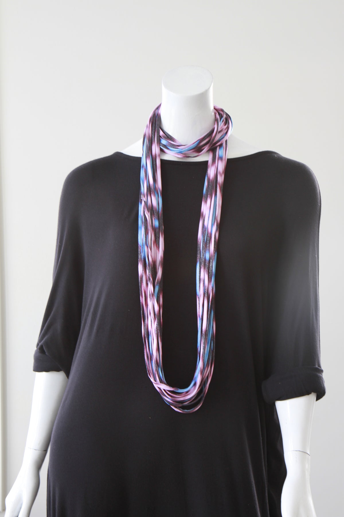 Ikat Print Infinity Scarf in Pink and Blue &#39;Sorbet&#39;