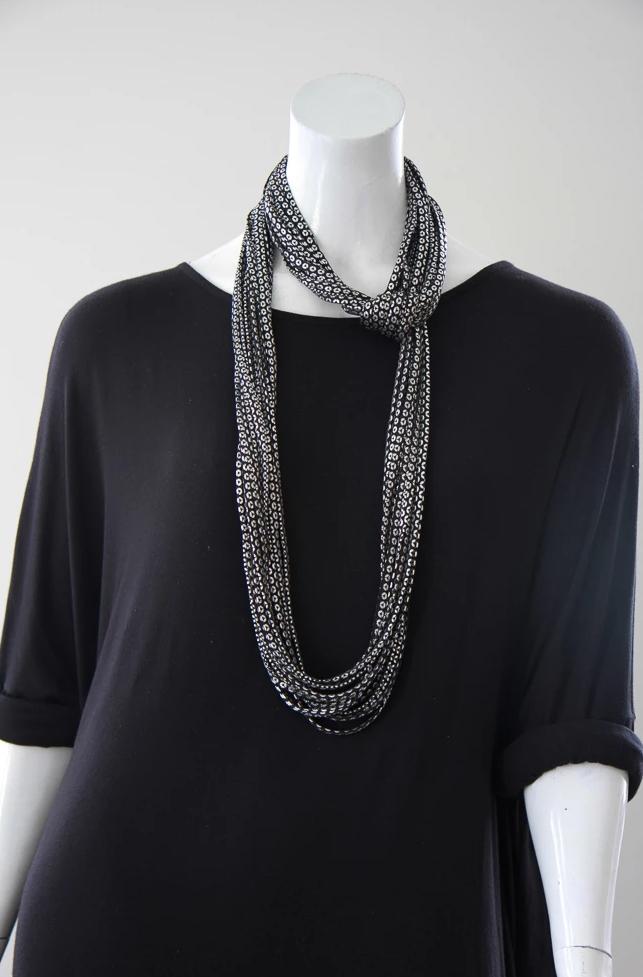 Silver and Black Infinity Scarf &#39;Medallion&#39;