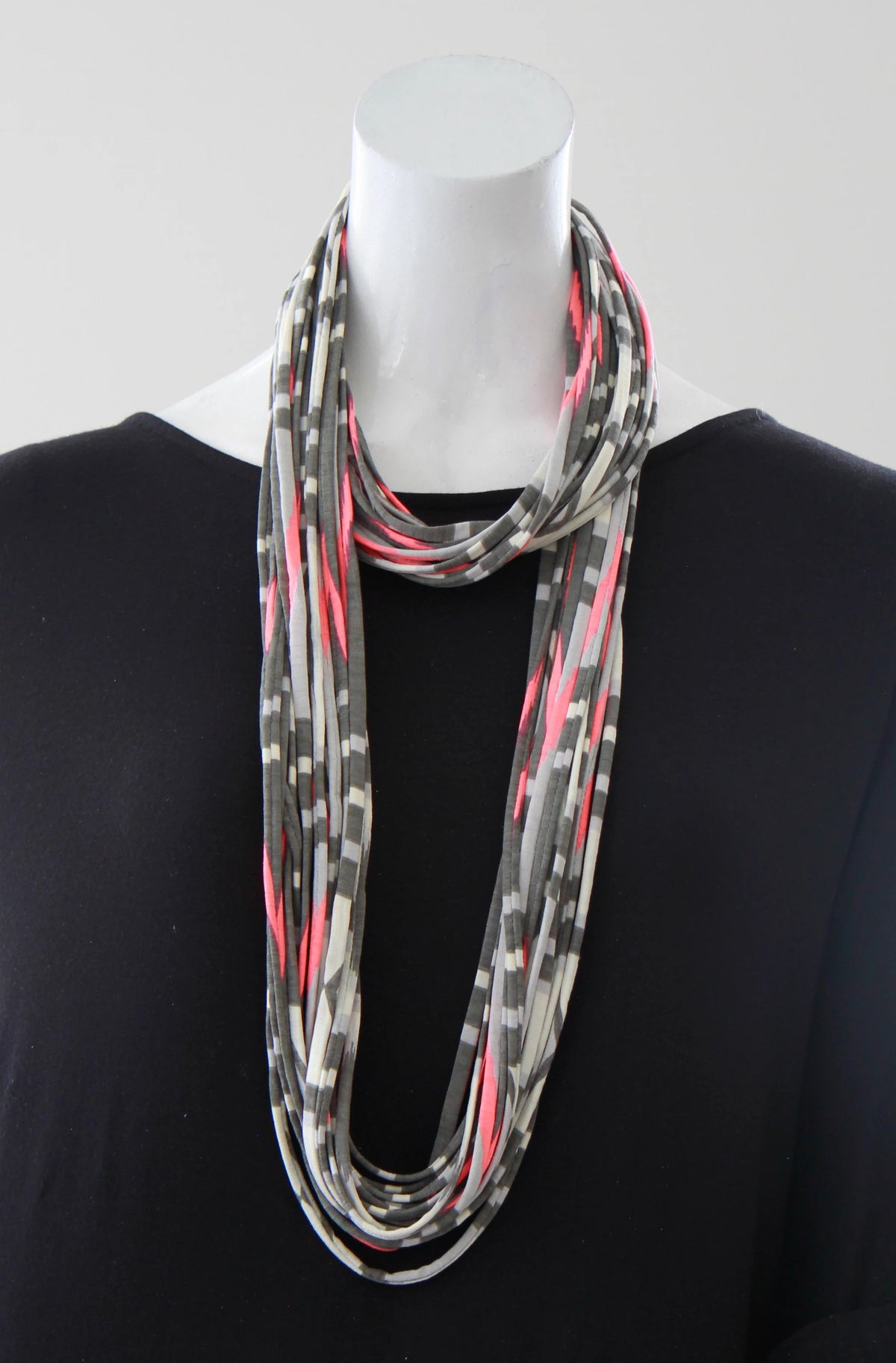 Infinity Scarf in Neon Pink and Grey &quot;Glow&quot;