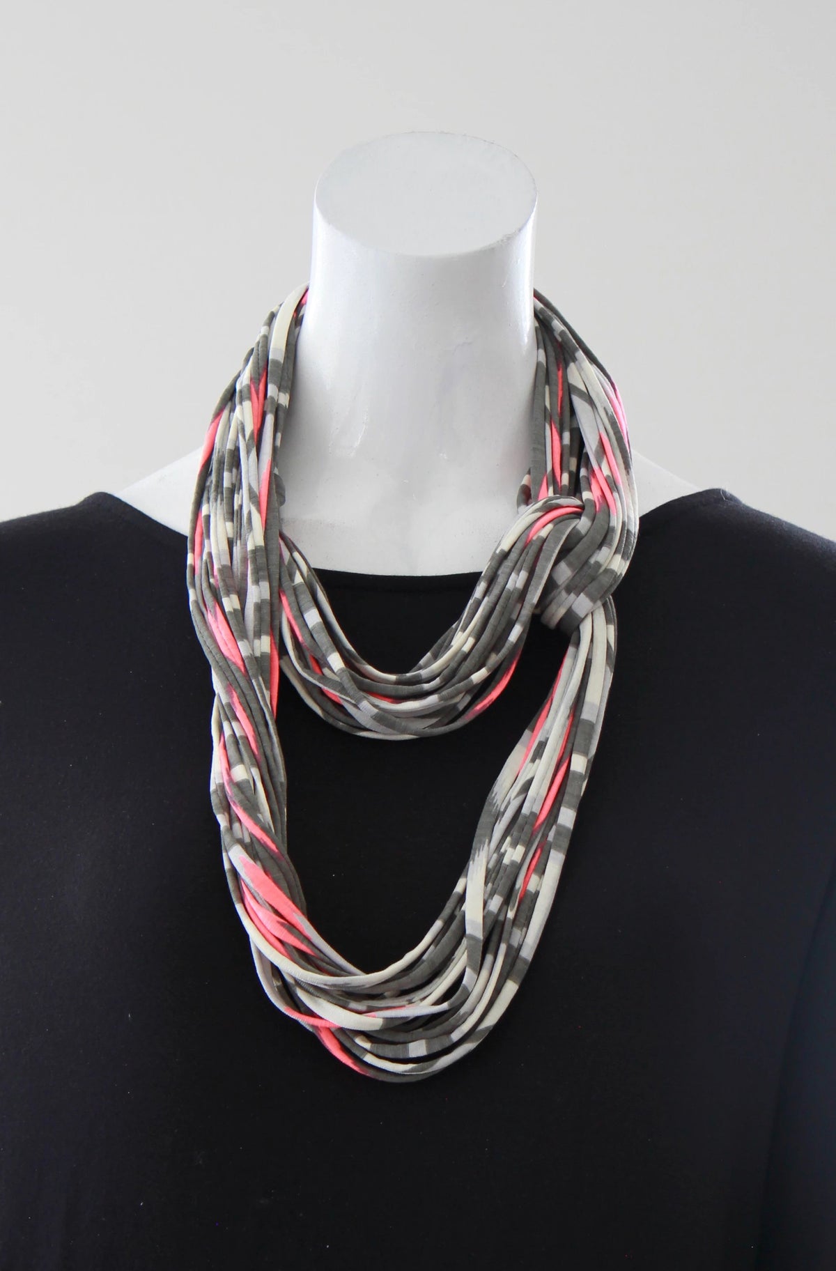 Infinity Scarf in Neon Pink and Grey &quot;Glow&quot;