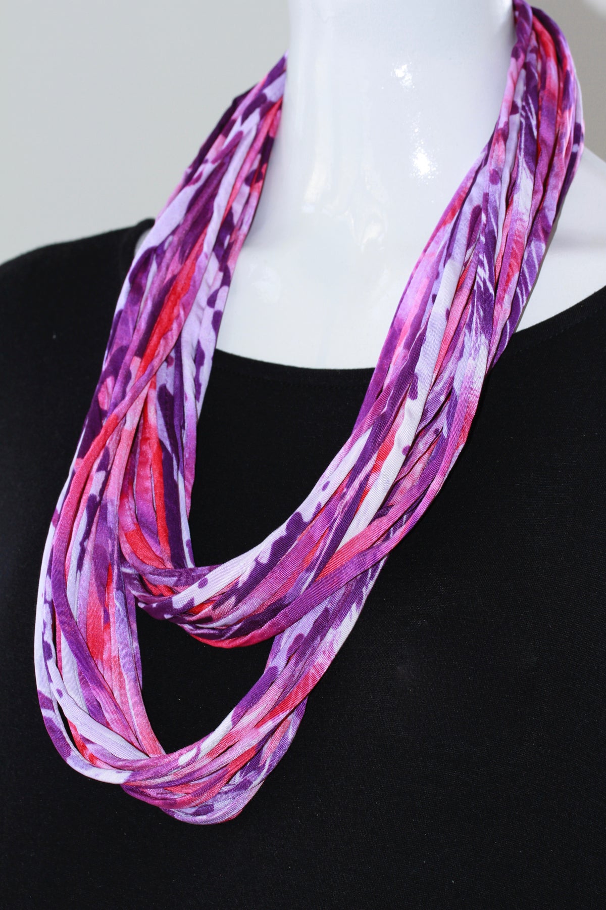 Pink and Purple Infinity Scarf Necklace &#39;Raspberry Delight&#39;