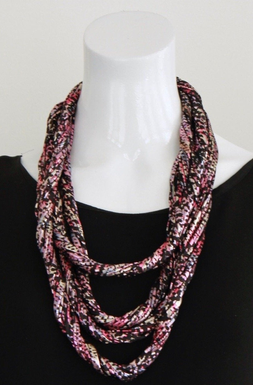 Infinity Scarf or Necklace in Multi Color iridescent Print &#39;Chameleon&#39;