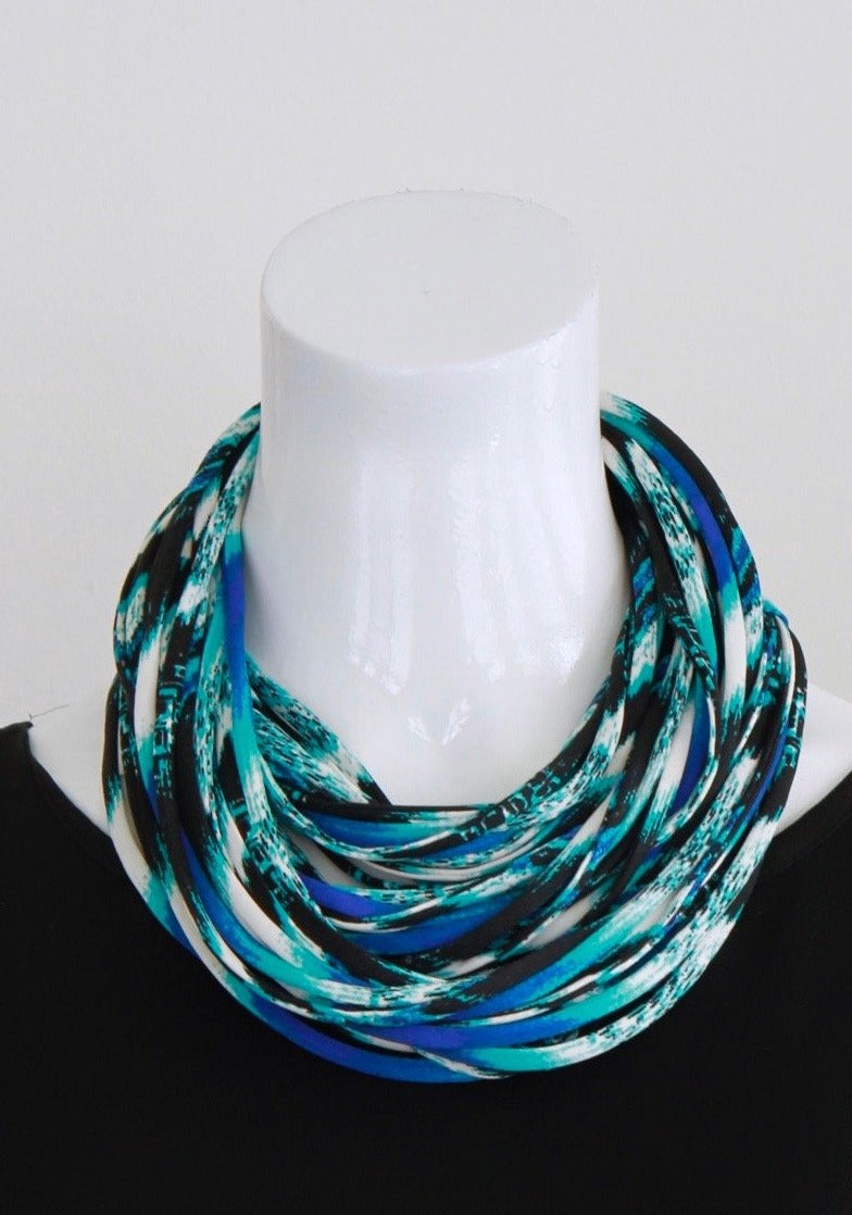 Blue and Turquoise Scarf Necklace &#39;Blue Crush&#39;
