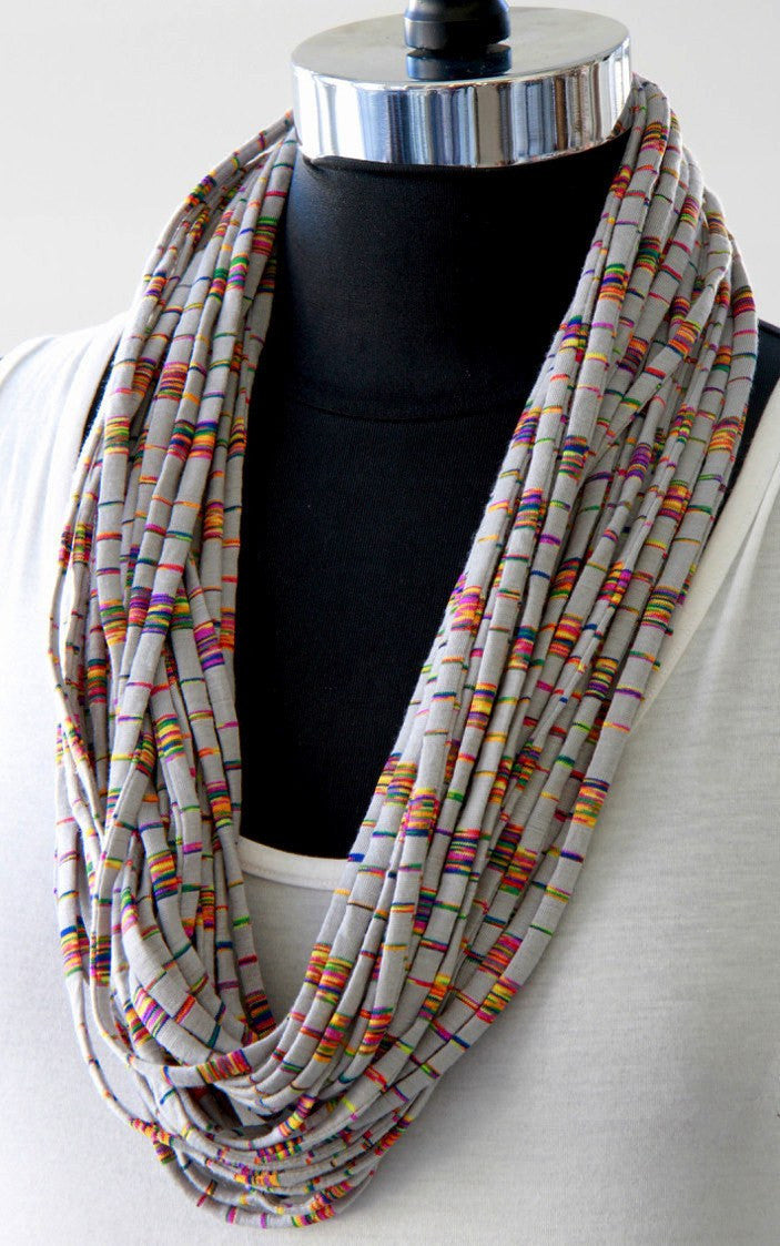 Striped Infinity Circle Scarf for Women