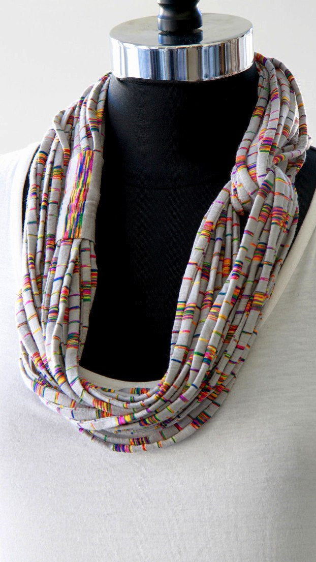 Striped Infinity Circle Scarf for Women