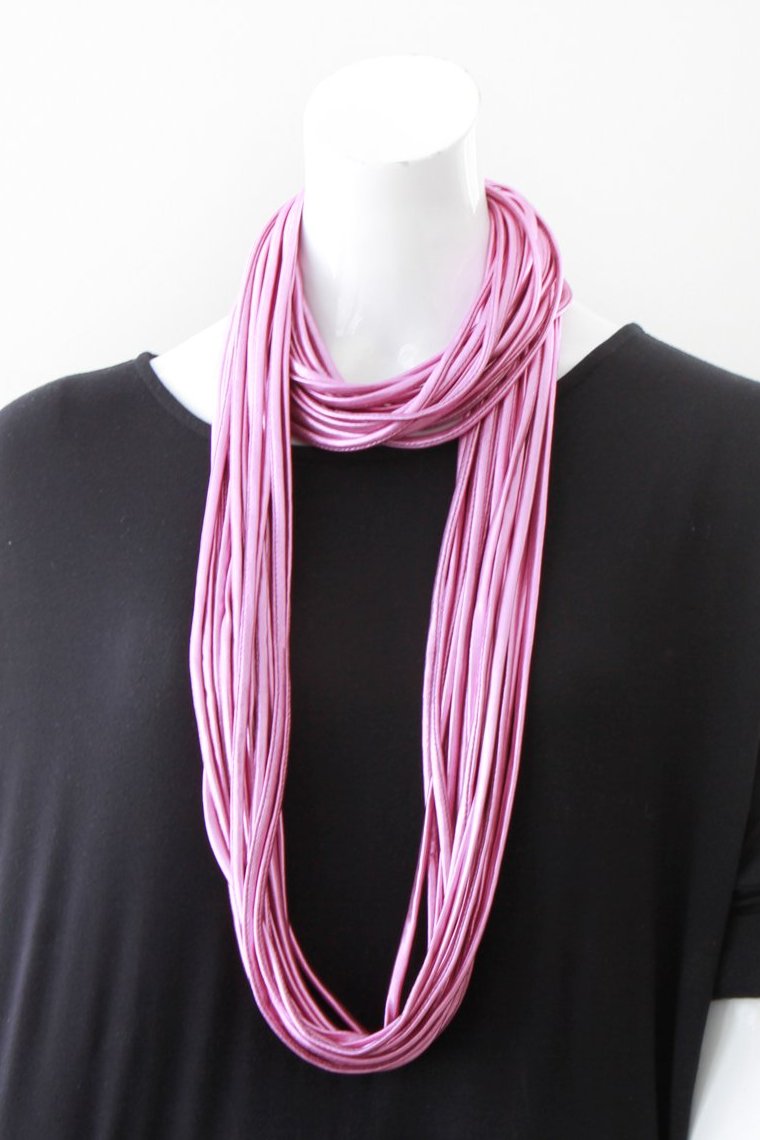 Metallic Pink Infinity Scarf Necklace for Women &#39;Pretty in Pink&#39;