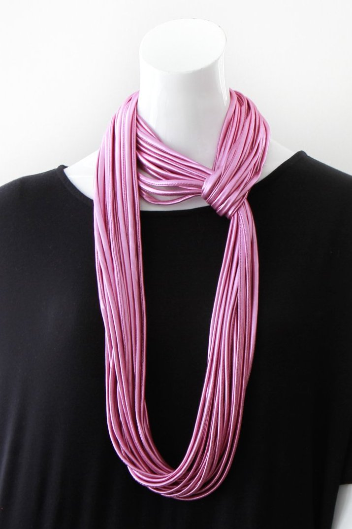 Metallic Pink Infinity Scarf Necklace for Women &#39;Pretty in Pink&#39;