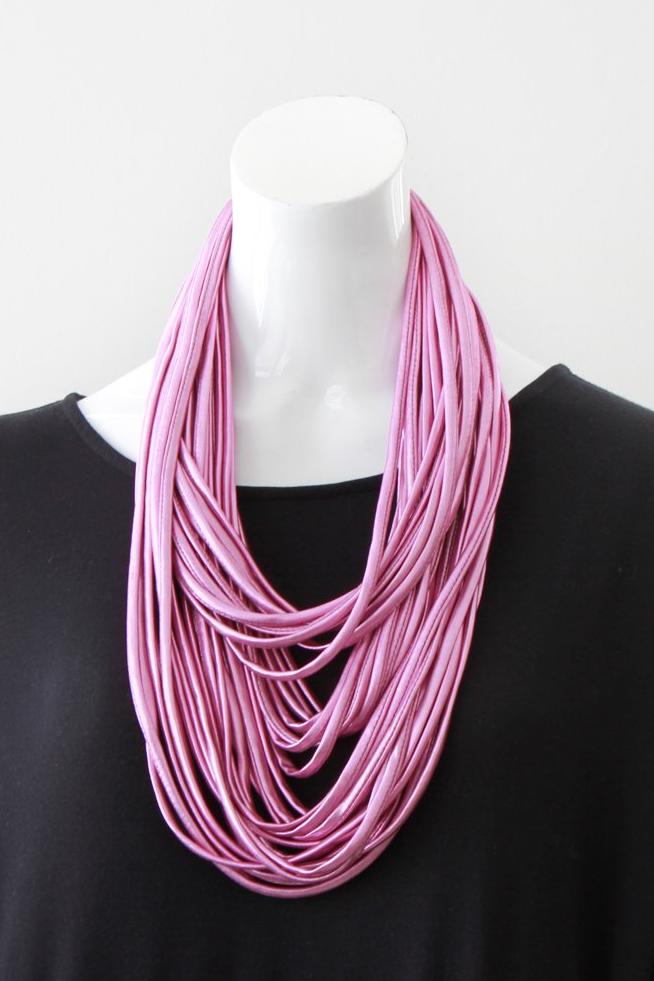Metallic Pink Infinity Scarf Necklace for Women &#39;Pretty in Pink&#39;