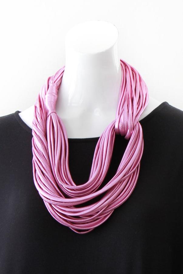 Metallic Pink Infinity Scarf Necklace for Women &#39;Pretty in Pink&#39;