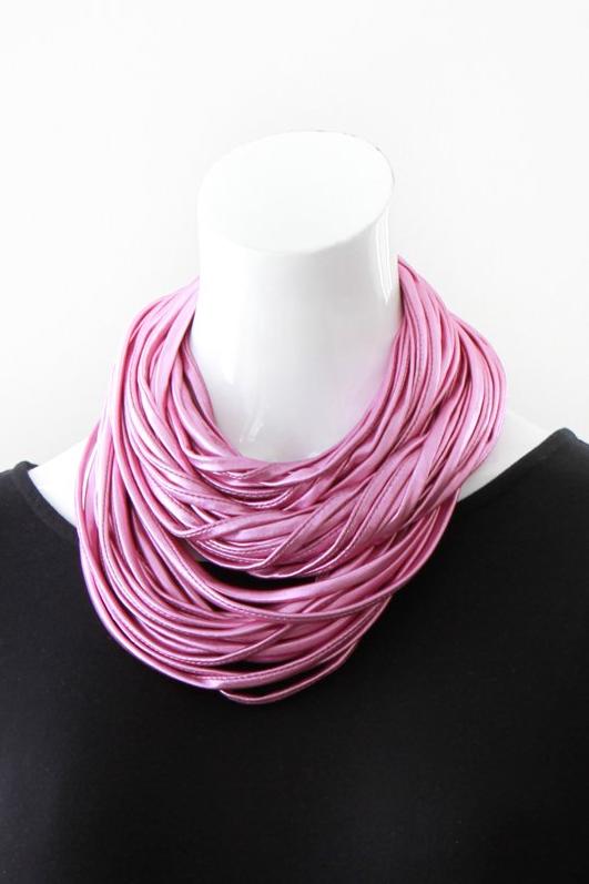Metallic Pink Infinity Scarf Necklace for Women &#39;Pretty in Pink&#39;