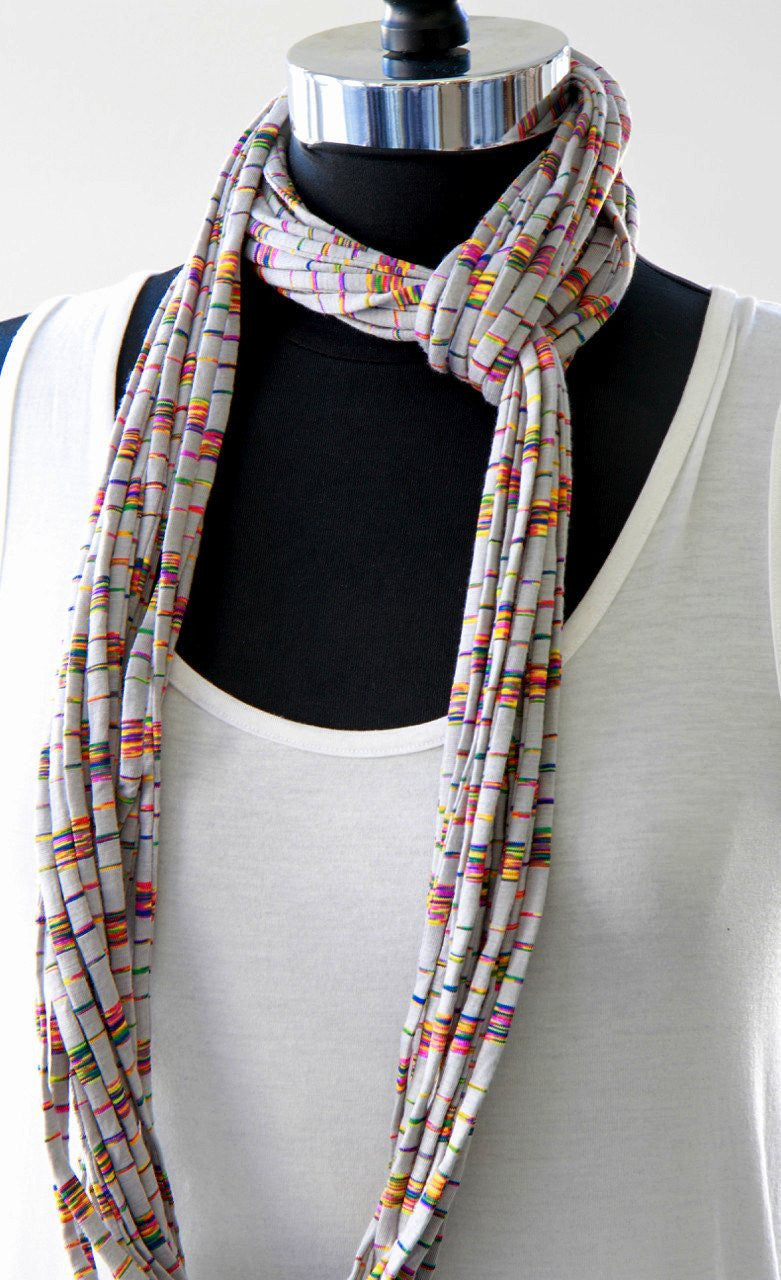 Rainbow Striped Infinity Scarf or Necklace