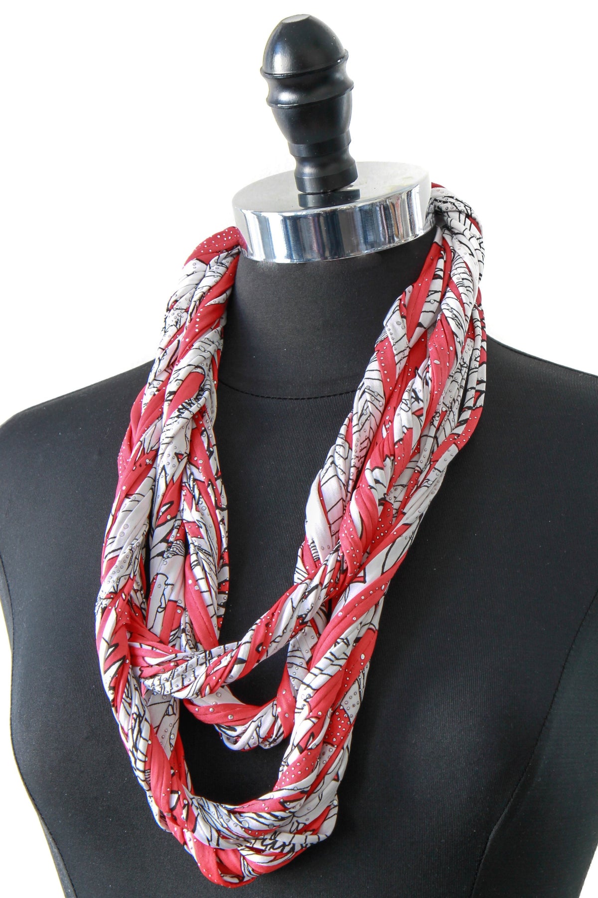 Red infinity Scarf in Poinsettia Print