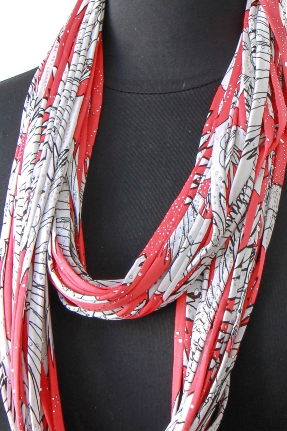 Red infinity Scarf in Poinsettia Print