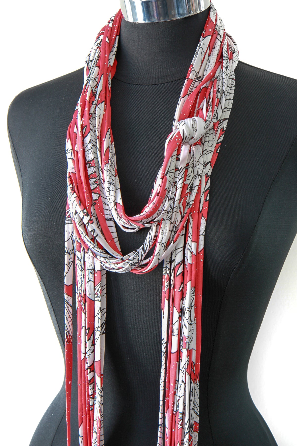 Red infinity Scarf in Poinsettia Print