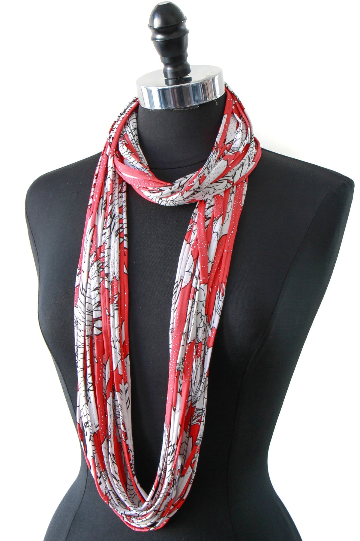 Red infinity Scarf in Poinsettia Print