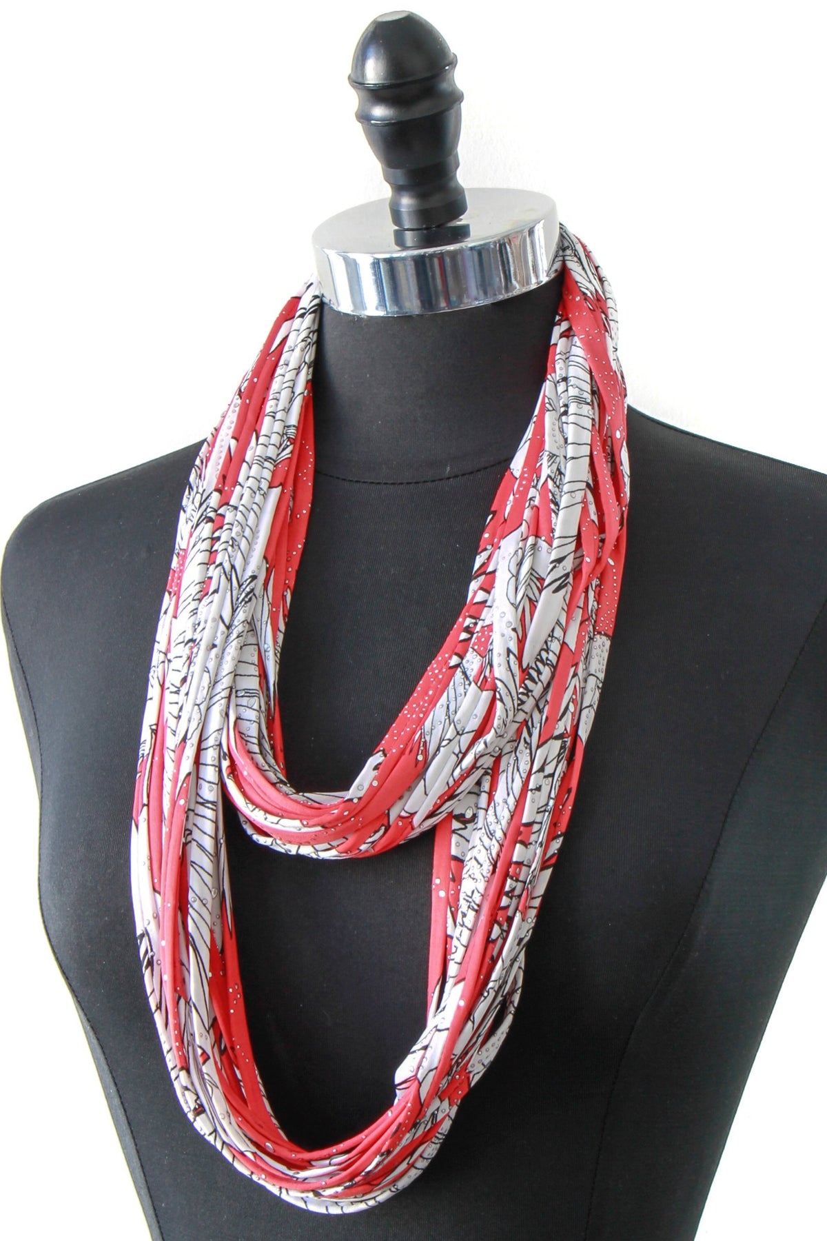 Red infinity Scarf in Poinsettia Print
