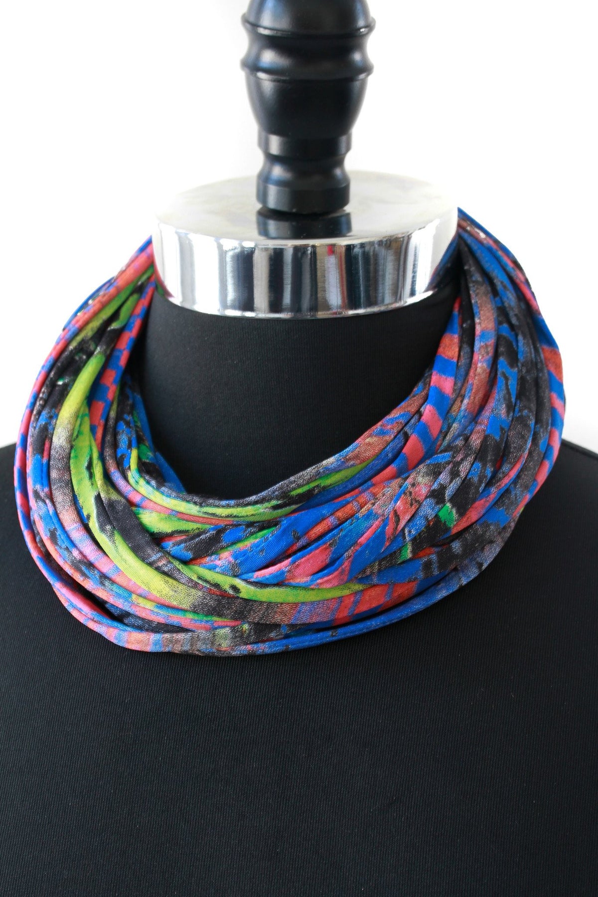 Scarf Necklace in Blue, Red and Green &#39;Amazonia&#39;